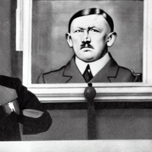 Prompt: hitler admiring bored ape yacht club NFT art