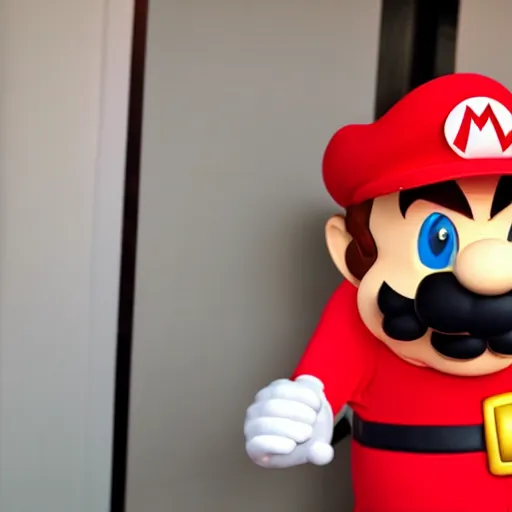 Prompt: a woman cosplaying nintendo mario in an opera gown