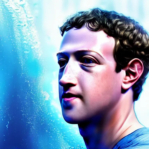 Image similar to mark zuckerberg as water made of water, award winning stunning water photography, extremely detailed, artstation, 8 k, sensual lighting, incredible art, wlop, artgerm