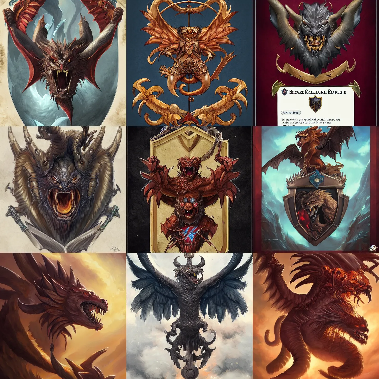 Prompt: manticore coat of arms, art by artgerm and greg rutkowski and magali villeneuve