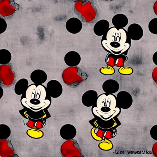 Prompt: mickey mouse analogue horror