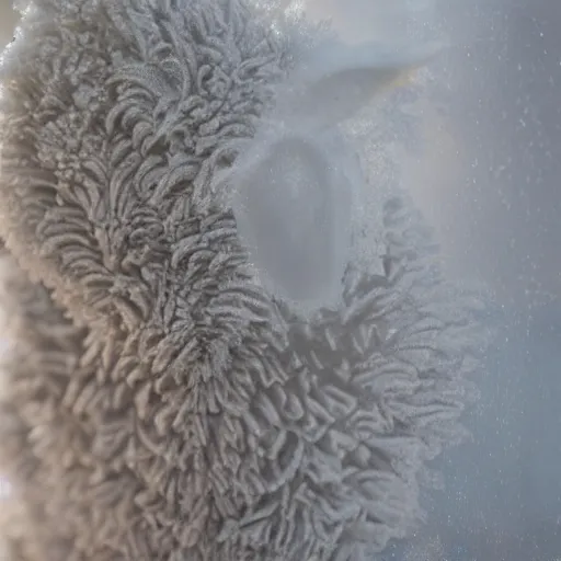 Prompt: a beautiful closeup photo of a frost patterns on a window as a painting of a sheep, hyper realistic, hyper detailed, octane render, raytracing, frost on a window