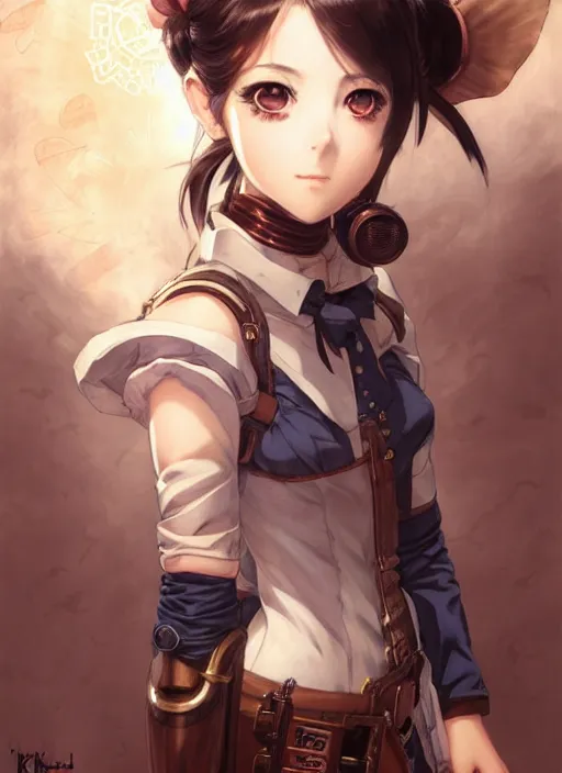 Image similar to portrait Anime Girl steampunk cute-fine-face, pretty face, realistic shaded Perfect face, fine details. Anime. Bioshock steampunk realistic shaded lighting by katsuhiro otomo ghost-in-the-shell, magali villeneuve, artgerm, rutkowski Jeremy Lipkin and Giuseppe Dangelico Pino and Michael Garmash and Rob Rey