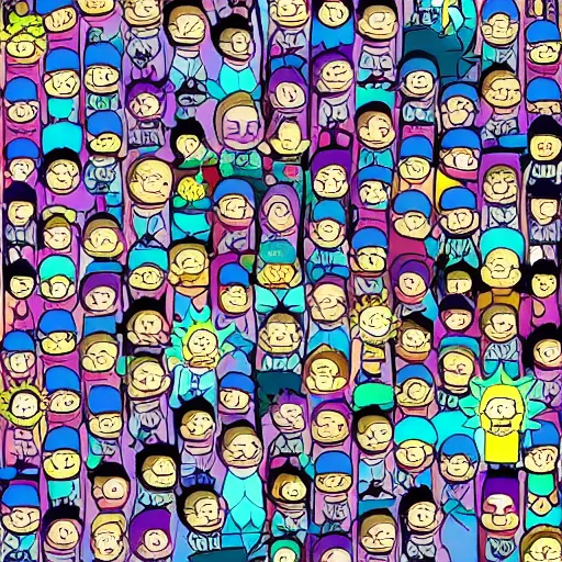 Image similar to 1 0 0 0 different mortys from rick and morty