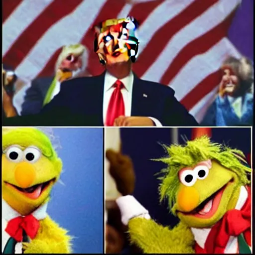 Image similar to Donald Trump as a Gorg, in Fraggle Rock