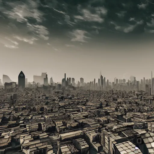 Image similar to the skyline of a dystopian city, highly detailed photography