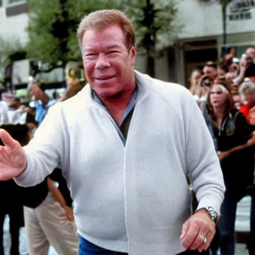 Image similar to William Shatner waving to fans