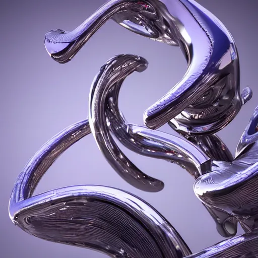 Image similar to liquid forms in metal abstract sculpture cyberpunk 3 d rendered