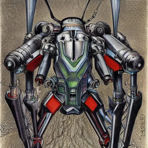 Image similar to beautifully colored combat mecha by m. c. escher, junji ito h. r. giger