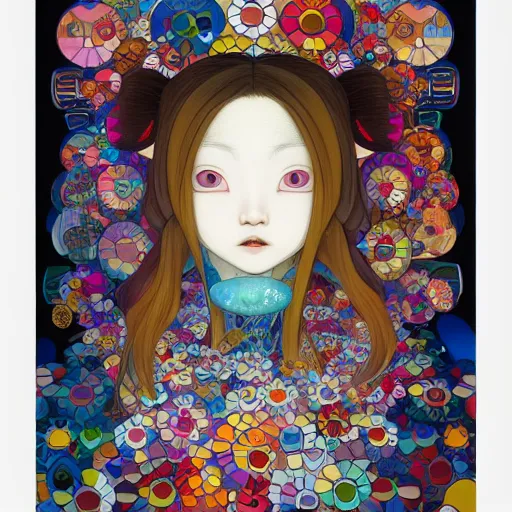 Prompt: a portrait of a girl by takashi murakami, beeple and james jean, aya takano color style, 4 k, super detailed