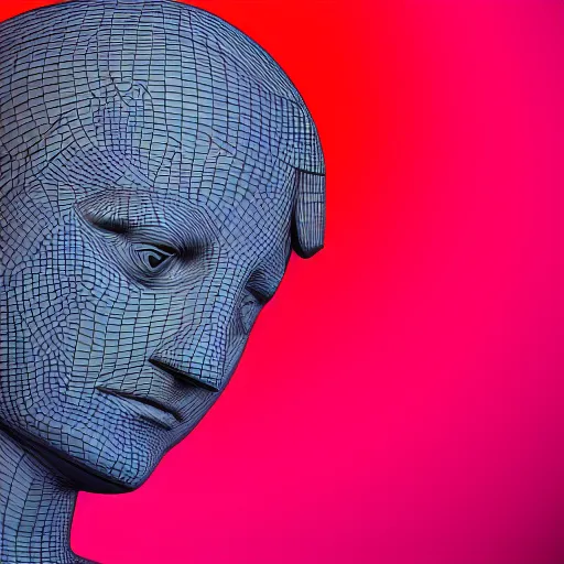 Prompt: a renaissance statue head surrounded by a 3 d rendered neon circle, black background, ray tracing, 8 k resolution, sharp focus, hyper detailed, hyper realistic