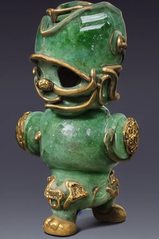 Prompt: ancient ceramic super mario toy made of jade in british museum by bernard leach robin wight sparkles, shine glimmer, metallic colors, glass, oxidized copper led light, highly detailed and intricate, hdr, hyper detailed, intricate, elite, ornate, elegant, luxury, focus, unreal engine, trending on artstation, octane, trending on deviantart weta digital, micro details,
