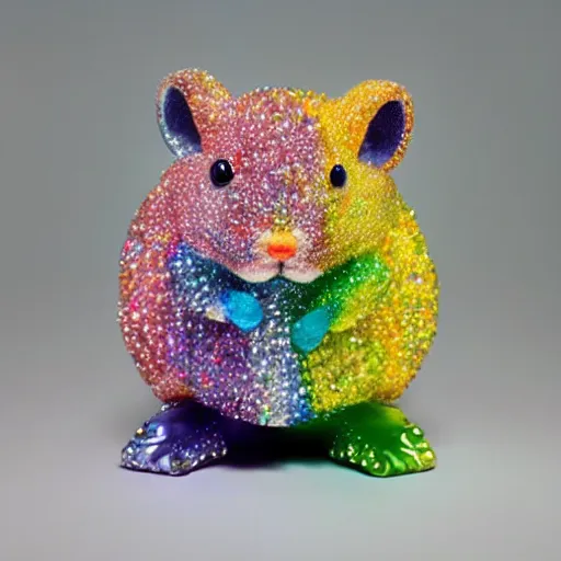 Image similar to rainbow hamster made out of large gems and crystals, sculpture, 8 k hd