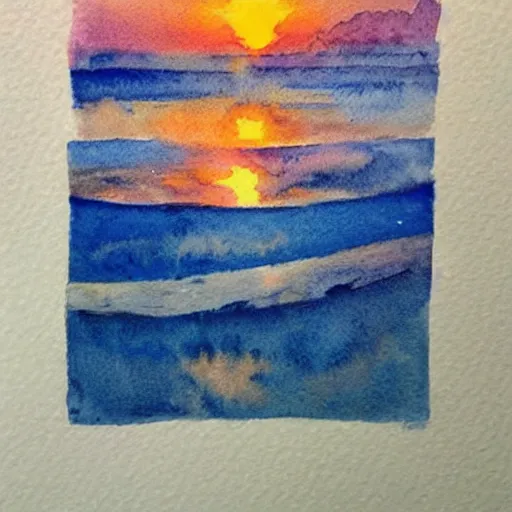 Image similar to atlantide at sunrise. watercolor. trending on artstation.