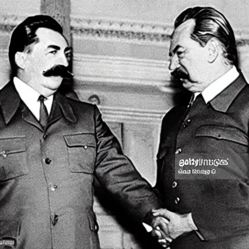Image similar to stalin holding hands with trump, news photo