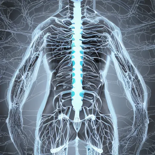 Image similar to full frame human body with fractal microorganisms aura, fine details, symmetrical, fine details, muscles, veins, artery, 90's aesthetic, x-ray, noise film, photo