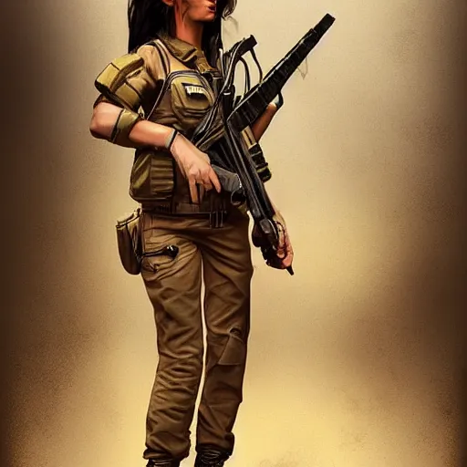 Prompt: a female peshmerga, by Sam Weber, Vertigo Comics, trending on Artstation