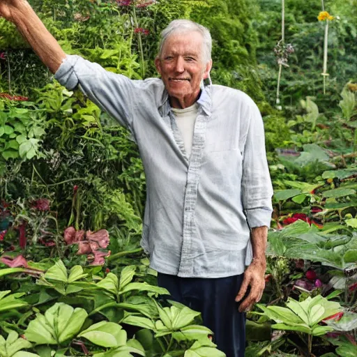 Image similar to older, tall, male falling from a greenhouse with a bulging knee