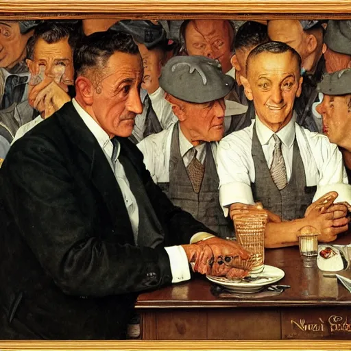 Image similar to benny gantz waiting tables, by norman rockwell