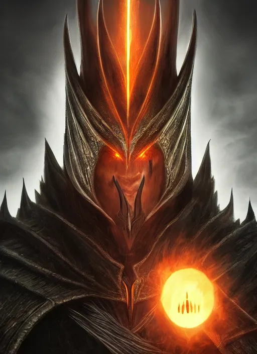 Image similar to sauron, ultra detailed fantasy, elden ring, realistic, dnd character portrait, full body, dnd, rpg, lotr game design fanart by concept art, behance hd, artstation, deviantart, global illumination radiating a glowing aura global illumination ray tracing hdr render in unreal engine 5