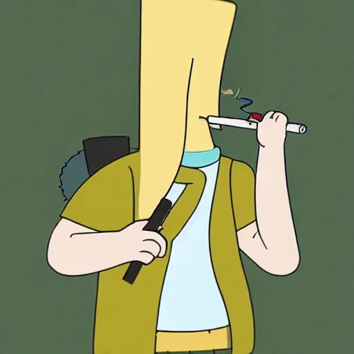 Image similar to finn ( adventure time ) smoking a cigarette