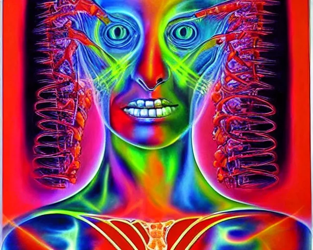 Image similar to x ray, art airbrush painting by alex grey