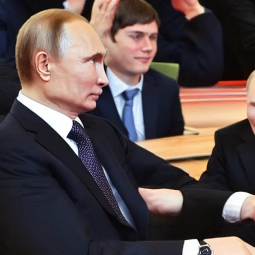 Image similar to putin teams up with a mysterious teenage putin