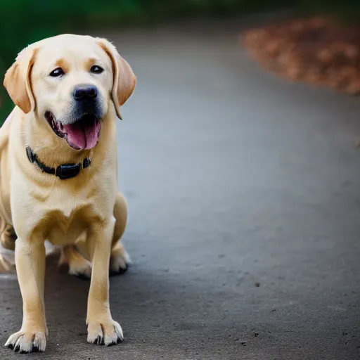 Image similar to yellow lab, happy, wagging tail, 4 k, high quality photo, award - winning