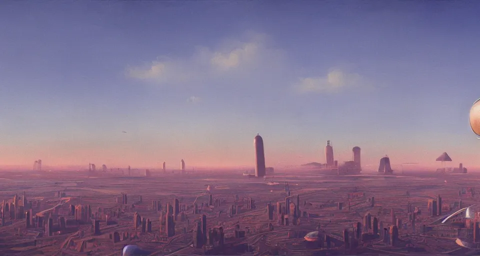 Image similar to view on futuristic city in the horizon, illustration by bo bartlett, detailed, sharp, 8 k