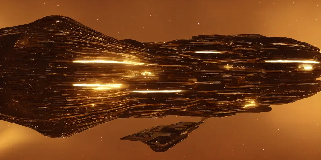 Prompt: spaceship from the movie dune, 2 0 2 1 cinematic 4 k framegrab, intricate abstract spaceship floating detailed at night