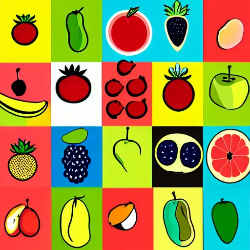 Image similar to fruits, pop art