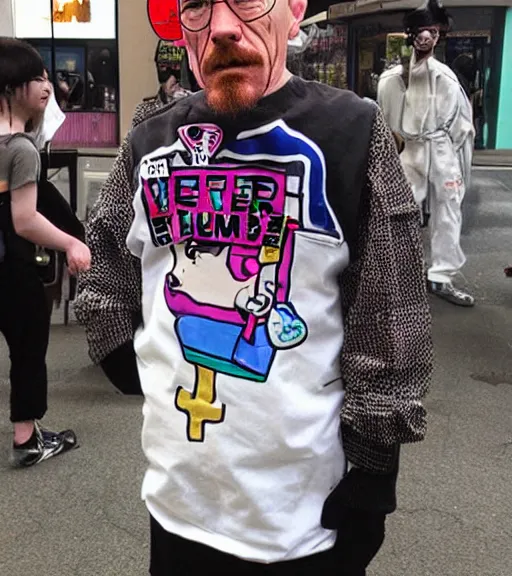 Image similar to walter white!!!, dressed in harajuku style