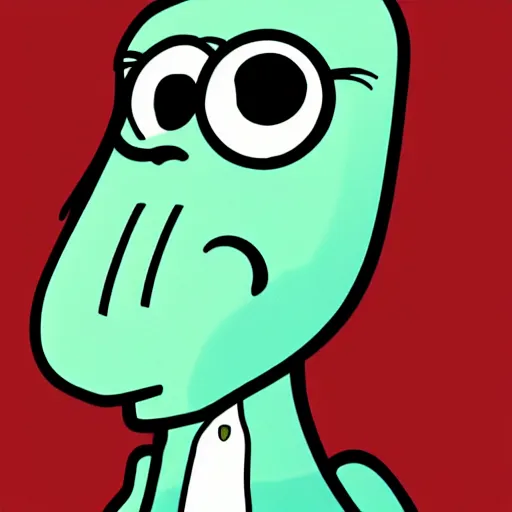 Image similar to handsome squidward, cartoon network style, portrait