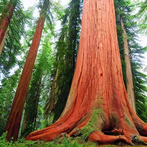 Prompt: Worlds largest RED wood tree