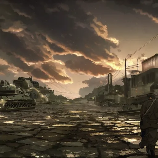 Prompt: WWII by Makoto Shinkai