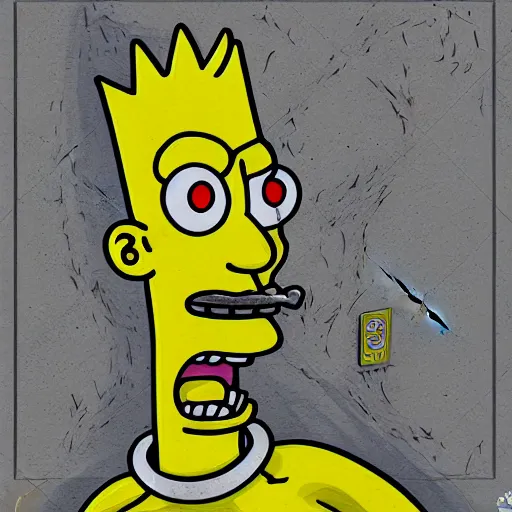 Prompt: Bart Simpson in the style of Giger’s Alien detailed oil painting concept art hd