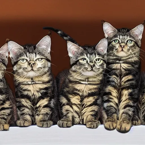 Prompt: a seven headed cat