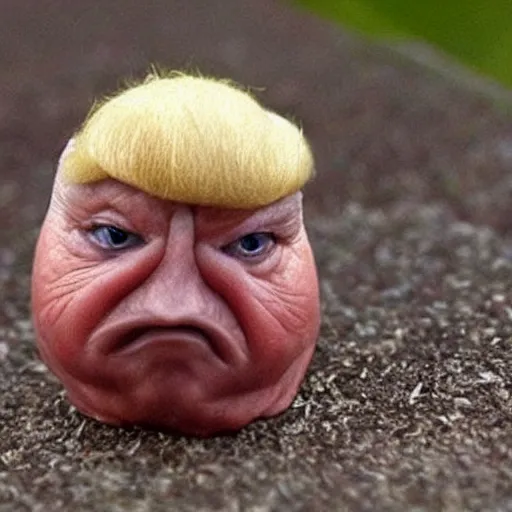 Prompt: a realistic slug that looks like Donald Trump