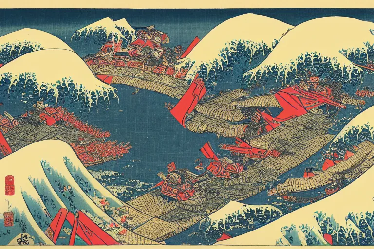 Image similar to moscow being attacked by invaders, by katsushika hokusai, highly detailed, 4 k