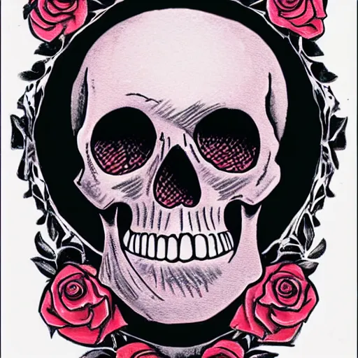 Image similar to skull and roses,