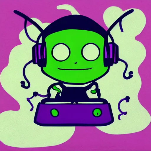 Image similar to Pop Wonder NFT - Alien Bog Friendly Monster Wearing Headphones, Art