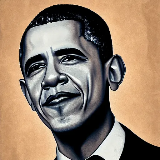 Prompt: barack obama as a cyborg portrait, digital art
