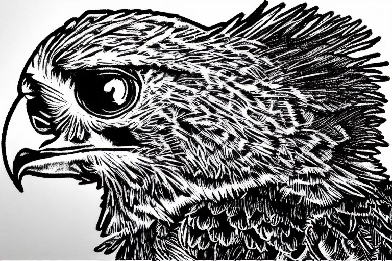 Prompt: a harpy eagle sticker drawn by Arthur Adams, trending on pixiv, HD, monochrome, pointillism