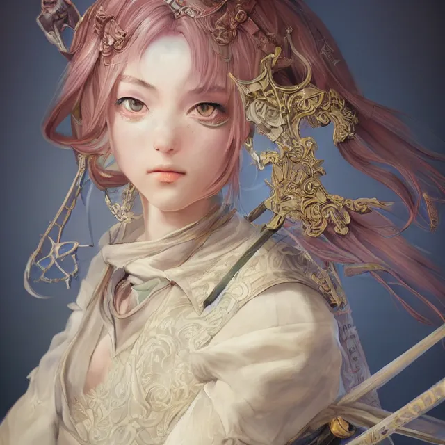 Image similar to studio portrait of neutral good colorful female cleric bard healer as absurdly beautiful, elegant, young sensual anime girl, ultrafine hyperrealistic detailed face illustration by kim jung gi, irakli nadar, intricate linework, sharp focus, bright colors, matte, octopath traveler, final fantasy, unreal engine highly rendered, global illumination, radiant light, intricate environment