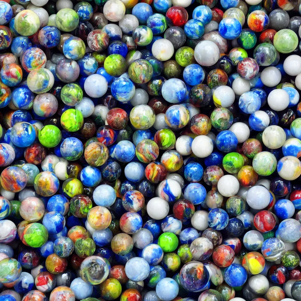 Image similar to marbles big and small fused to each other, high quality photography,