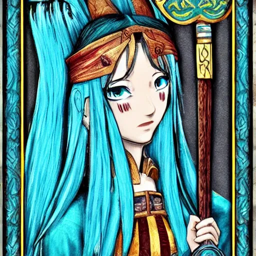 Image similar to Hatsune miku medieval painting