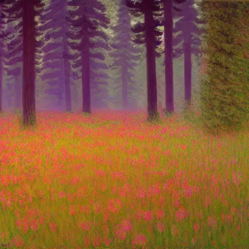 Prompt: A quiet forest by Simon Stålenhag and Claude Monet