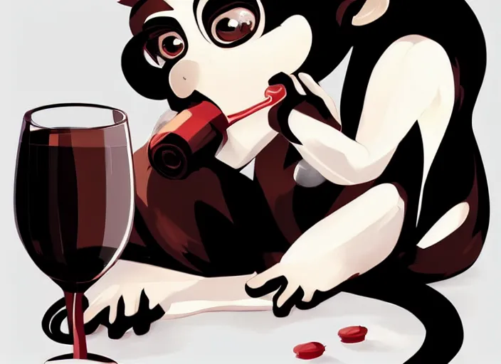 Image similar to cute monkey drinking wine. clean cel shaded vector art. behance hd by lois van baarle, artgerm, helen huang, by makoto shinkai and ilya kuvshinov, rossdraws, illustration, art by ilya kuvshinov