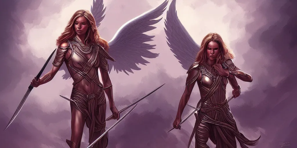 Image similar to female angel warrior. digital art, detailed by magali villeneuve