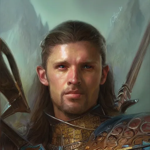 Prompt: me bean as a realistic fantasy d & d knight, closeup portrait art by donato giancola and greg rutkowski, realistic face, digital art, trending on artstation